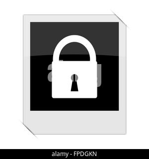 Lock icon within a photo on white background Stock Photo