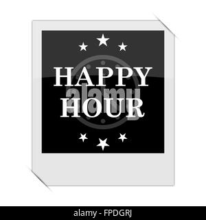 Happy hour icon within a photo on white background Stock Photo