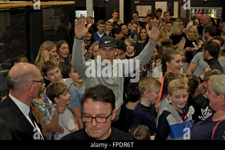 TOWIE Star Joey Essex at the official opening of Base Jump Trampoline Park in Rayleigh, Essex  Featuring: Joey Essex Where: Rayleigh, United Kingdom When: 15 Feb 2016 Stock Photo