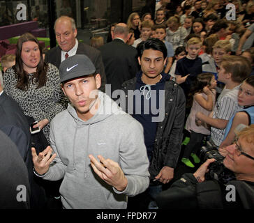 TOWIE Star Joey Essex at the official opening of Base Jump Trampoline Park in Rayleigh, Essex  Featuring: Joey Essex Where: Rayleigh, United Kingdom When: 15 Feb 2016 Stock Photo