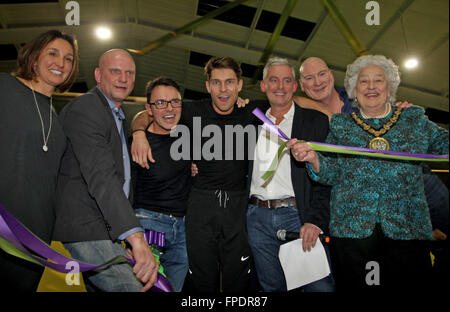 TOWIE Star Joey Essex at the official opening of Base Jump Trampoline Park in Rayleigh, Essex  Featuring: Joey Essex Where: Rayleigh, United Kingdom When: 15 Feb 2016 Stock Photo