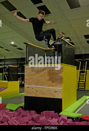 TOWIE Star Joey Essex at the official opening of Base Jump Trampoline Park in Rayleigh, Essex  Featuring: Joey Essex Where: Rayleigh, United Kingdom When: 15 Feb 2016 Stock Photo