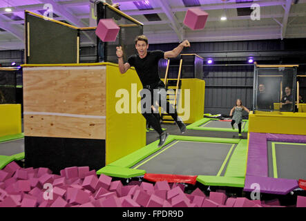 TOWIE Star Joey Essex at the official opening of Base Jump Trampoline Park in Rayleigh, Essex  Featuring: Joey Essex Where: Rayleigh, United Kingdom When: 15 Feb 2016 Stock Photo