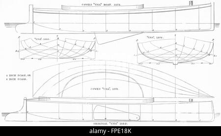 BOAT PLAN: Centre-board Yacht: Sloop'Pollywog', antique print 1891 ...