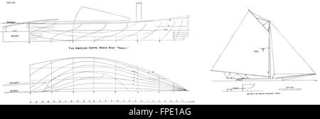 steam yacht: 'linotte' 94 tons, sail plan, perignon