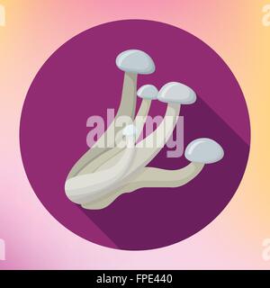 Mushrooms flat long shadow style Stock Vector