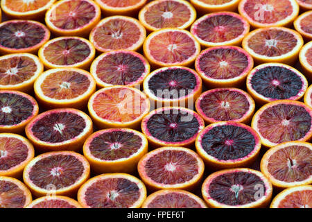 Citrus x sinensis. Blood Oranges Pattern Stock Photo