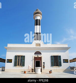 Menorca, Balearic Islands, Spain, Europe: Cap d'Artrutx lighthouse, built in 1858 in the southeast of the island, was at first run on olive oil Stock Photo