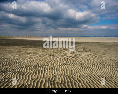 Ripples in the sand and a pebble at East Head, West Wittering, West Sussex Stock Photo