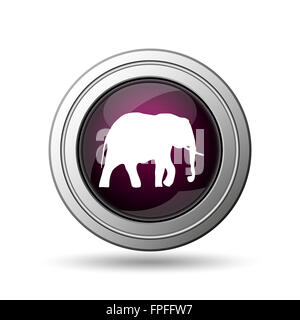 Elephant icon. Internet button on white background. Stock Photo