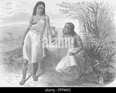 SUDAN: Young girls of Taka, antique print 1880 Stock Photo