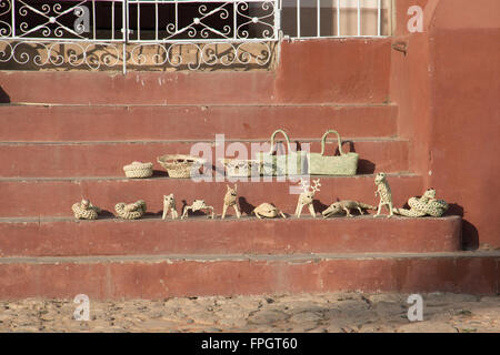 Cuba, Trinidad. This city is home to Spanish colonial architecture, culture, and folk arts. Woven straw crafts. Stock Photo