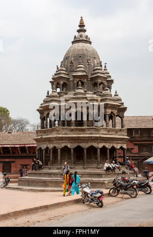 Nepal, Patan.  Durbar Square, Krishna Temple (Chyasim Deval).  March 2, 2009.  The temple survived the earthquake of April 2015. Stock Photo