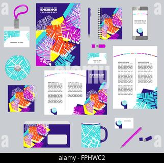 Corporate style business templates. Set of modern abstract graphic design. Seamless pattern included in EPS Stock Vector