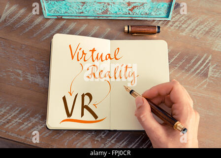 Handwritten text VR VIRTUAL REALITY, business success concept Stock Photo