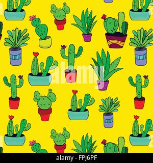 Various colorful succulent flowers mix seamless pattern. Stock Vector