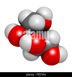 Erythritol n -caloric sweetener molecule. Atoms are represented as spheres with c venti al colour coding: hydrogen (white) carb Stock Photo