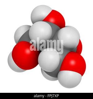 Erythritol n -caloric sweetener molecule. Atoms are represented as spheres with c venti al colour coding: hydrogen (white) carb Stock Photo