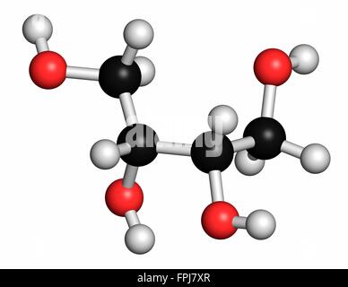 Erythritol n -caloric sweetener molecule. Atoms are represented as spheres with c venti al colour coding: hydrogen (white) carb Stock Photo