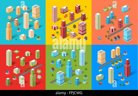 Isometric city set Stock Vector