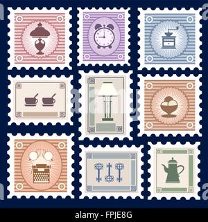 set of vintage postage stamps. vector illustration Stock Vector Image ...