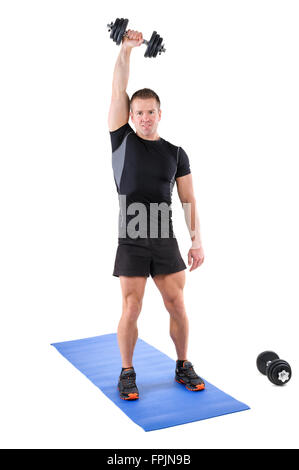 Standing Triceps Extension Dumbbell Workout Stock Photo