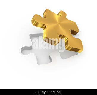 Golden puzzle piece , This is a computer generated and 3d rendered image. Stock Photo