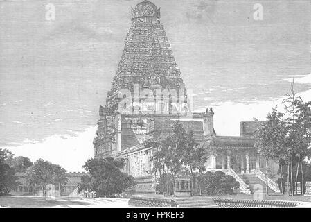 INDIA: Temples: Gt entry Gate of Pagoda Thanjavur, antique print 1880 Stock Photo