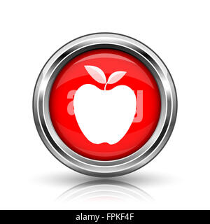 Apple icon. Shiny glossy internet button on grey background Stock Photo ...