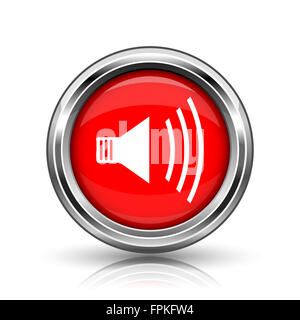 Speaker icon. Shiny glossy internet button on white background. Stock Photo