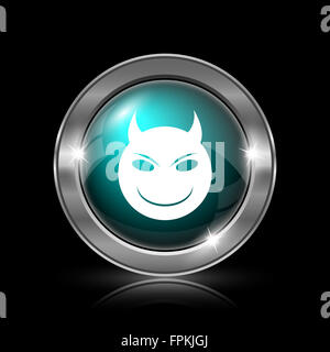 Evil icon. Metallic internet button on white background Stock Photo - Alamy