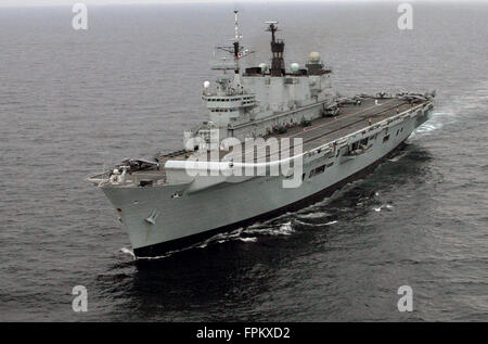 File Image; North Sea, 25th May 2005,  HMS Illustrious at Sea, The Former Royal Navy Aircraft Carrier now looks to be heading to the scrap yard, as no workable plan for preserveing her seems to be on the table despite government pledges to preserve the warship Stock Photo
