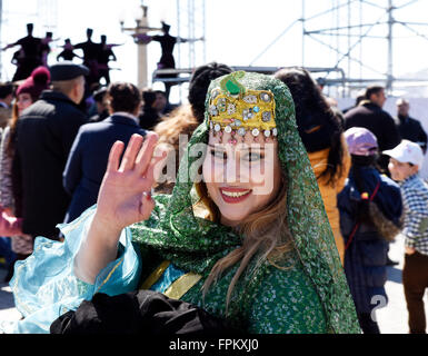 Baku, Azerbaijan. 19th Mar, 2016. Azerbaijani People gather to