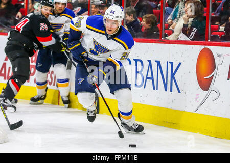 Raleigh, North Carolina, USA. 28th Feb, 2016. St. Louis Blues center Paul Stastny (26) during the NHL game between the St Louis Blues and the Carolina Hurricanes at the PNC Arena. © Andy Martin Jr./ZUMA Wire/Alamy Live News Stock Photo