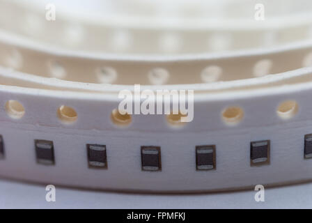 Packed SMD tantalum capacitor  closeup. Stock Photo