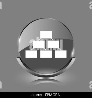 Organizational chart icon. Shiny glossy internet button on white ...