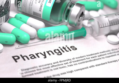 Diagnosis - Pharyngitis. Medical Concept with Blurred Background. Stock Photo