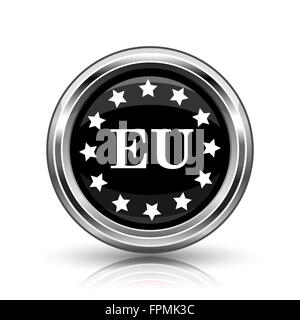 European union icon. Metallic internet button on black background Stock ...