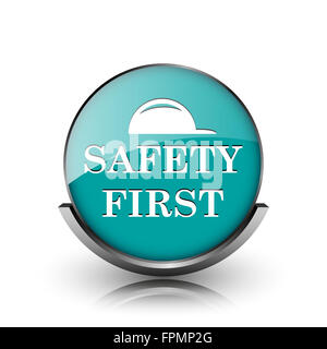 Safety first icon. Internet button on white background Stock Photo - Alamy