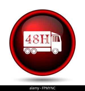 48H delivery truck icon. Internet button on white background. Stock Photo