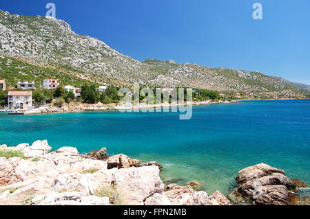 superb scenic view of adriatic beach in village Kuciste on Peljesac peninsula, Croatia Stock Photo