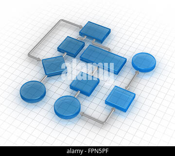 Flow chart , This is a computer generated and 3d rendered image. Stock Photo