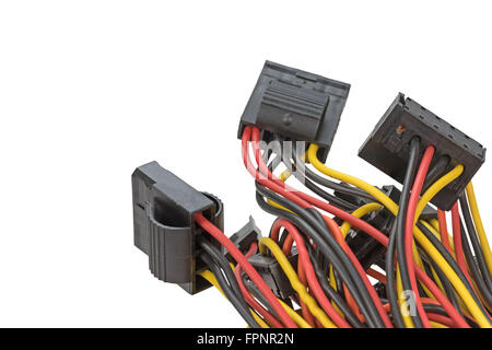 Cables with connectors are isolated on a white background. All potential trademarks are removed. Stock Photo