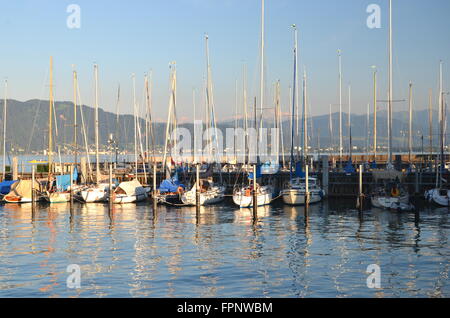 Picturesque marina of Lindau on Lake Bodensee, Germany Stock Photo