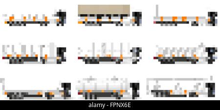 set icons trucks semi trailer vector illustration isolated on white background Stock Vector