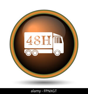 48H delivery truck icon. Internet button on white background. Stock Photo