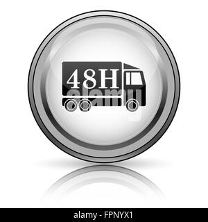 48H delivery truck icon. Internet button on white background. Stock Photo