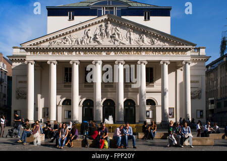 The Theatre Royal de la Monnaie (Koninklijke Muntschouwberg) in Brussels, Belgium. Théâtre Royal de la Monnaie / Koninklijke Mun Stock Photo