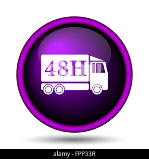 48H delivery truck icon. Internet button on white background. Stock Photo