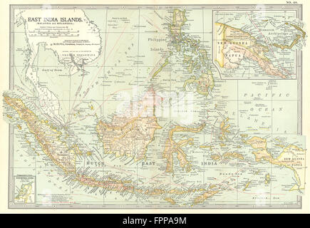 INDONESIA: Borneo Sulawesi Sumatra; New Guinea Sarawak Philippines, 1903 map Stock Photo